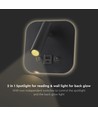 8W LED senge-vegglampe med USB-lading - Sort, 3000K, CREE chip, USB-A og USB-C