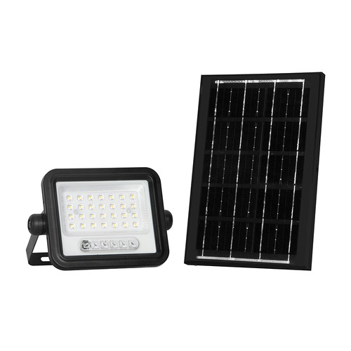 VT-54W LED projektør 50W - med solcellepanel, CCT:7in1, sort hus, batteriindikator, IP65