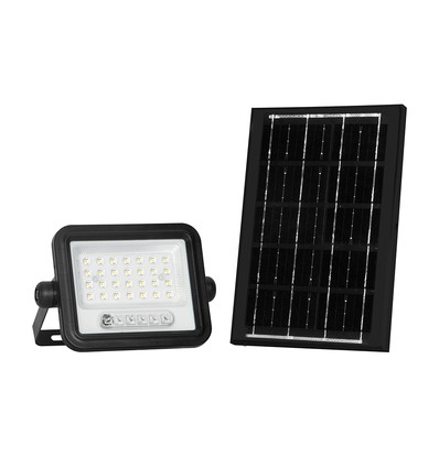 VT-54W LED projektør 50W - med solcellepanel, CCT:7in1, sort hus, batteriindikator, IP65