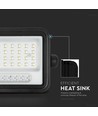 VT-54W LED projektør 50W - med solcellepanel, CCT:7in1, sort hus, batteriindikator, IP65