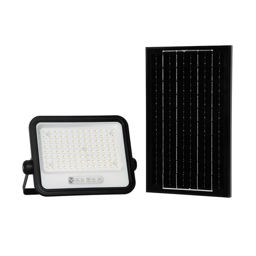 VT-204W LED projektør 200W - med solcellepanel, CCT: 7in1, sort hus, med batteriindikator, IP65