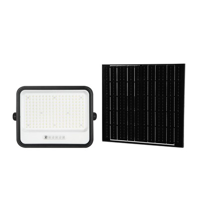 VT-404W LED projektør 400W - med solcellepanel, CCT: 7-i-1, svart hus, batteriindikator, IP65