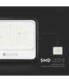400W Solcelle LED lyskaster, 7-i-1 CCT - IP65, sort, LiFePO4 batteri, inkl. solpanel og batteriindikator