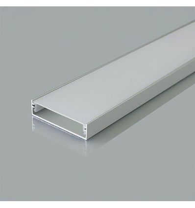 2000 mm VT-71001 monteringssett - med diffuser til LED-strip overflate, 40x10 mm, sølv