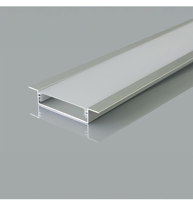 2000 mm VT-71002 monteringssett - med diffuser til LED-strip, innebygd, 40x10 mm, sølv
