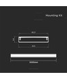 2m Alu profil til LED strips - 50x10 mm, sølv, matt deksel, for brede strips opptil 48mm
