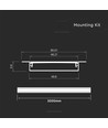 2m innfellingsprofil til LED strips - Sølv aluminium, inkl. deksel, for strips opptil 48,2mm, IP20