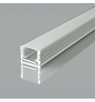 2m gulvprofil til LED strips - 17x14mm, inkl. deksel, utenpåliggende
