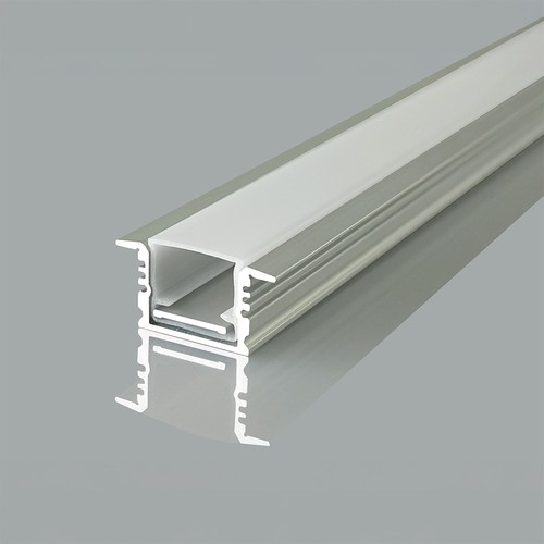 2m innfellingsprofil, aluminium - Inkl. deksel, for LED-strips opptil 14,1mm, sølv, IP20