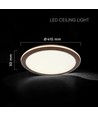 36W LED taklampe i trefarget design - Ø41cm, CCT, dimbar med fjernkontroll, IP20 innendørs
