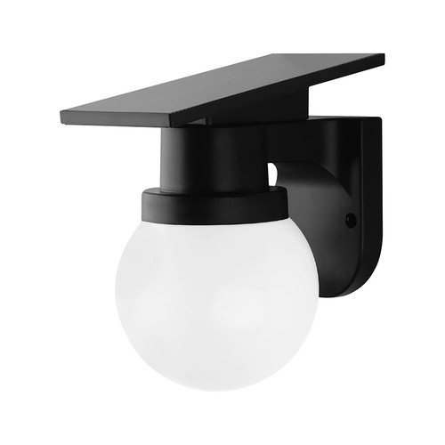 0,9W Solara vegglampe med solcelle og fjernkontroll - CCT, IP54, sort, kuleformet, utendørs