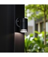 Utendørs vegglampe sort GU10 - en lysretning, lyser ned