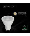 GU10 6W LED pære - 445lm, 38°, Samsung LED chip, hvit plast, erstatter 60W