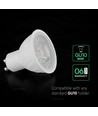 GU10 6W LED pære - 38°, 445lm, erstatter 60W, hvit plast