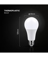 E27 15W LED pære - A65, 1500lm, 200° spredning, erstatter 100W