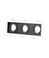 3xGU10 innfellingsspot, firkantet - Hvit/Sort, aluminium, uten lyskilde, hull: Ø256x85mm, mål: 270x100mm