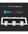 3xGU10 innfellingsspot, firkantet - Hvit/Sort, aluminium, uten lyskilde, hull: Ø256x85mm, mål: 270x100mm