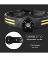 3W+5W oppladbar LED hodelykt - 470lm, 230° vidvinkel, IP44, inkl. batteri