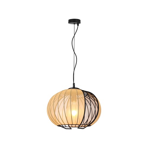 E27 Designer pendellampe - Ø40cm, Matt sort og beige, uten lyskilde