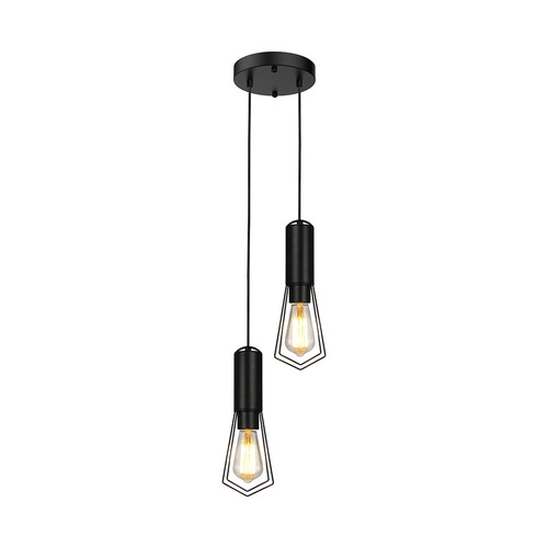 Designer pendellampe til 2xE27 - Matt sort, Ø11x31,7cm, uten lyskilde