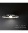 G9 Designer pendellampe - Sort/hvit, metall og glass, Ø45cm, justerbar høyde opptil 1,5m, uten lyskilde