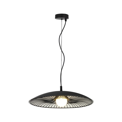 Designer pendellampe - Ø60cm, G9 fatning, sort/hvit metall og glass, uten lyskilde