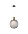 E27 designer pendeloppheng - Ø10cm, børstet messing og røykfarget glass, uten lyskilde