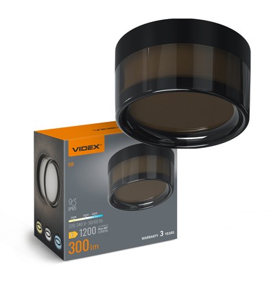 9W Rund sort bulkhead vegg/taklampe - IP65, CCT, Ø14cm