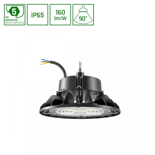 220x135mm Plateo 4 High Bay 100W - nøytral hvit 230V 90° IP65 IK09 svart, med effektjustering 0-10V