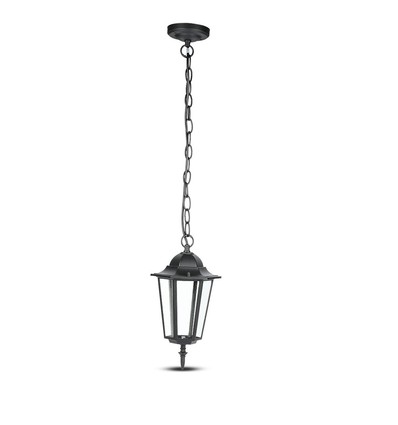 E27 taklampe, matt sort - IP44, aluminium og glass, max 60W, 17x17x84cm, uten lyskilde