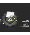 E27 taklampe, matt sort - IP44, aluminium og glass, max 60W, 17x17x84cm, uten lyskilde
