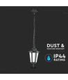 E27 taklampe, matt sort - IP44, aluminium og glass, max 60W, 17x17x84cm, uten lyskilde