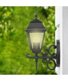 E27 utendørs vegglampe / lanterne - Matt sort, IP44, oppovervendt lys, uten lyskilde