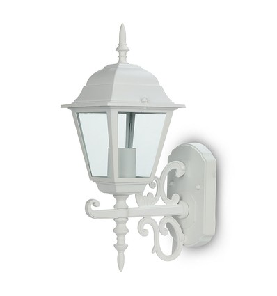 E27 utendørs vegglampe / lykt - Matt hvit, IP44, oppoverrettet lys, uten lyskilde