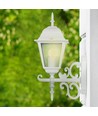 E27 utendørs vegglampe, hvit - Lanterne, oppadvendt, IP44, aluminium og glass
