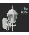 E27 utendørs vegglampe / lykt - Matt hvit, IP44, oppoverrettet lys, uten lyskilde