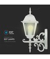 E27 utendørs vegglampe / lykt - Matt hvit, IP44, oppoverrettet lys, uten lyskilde