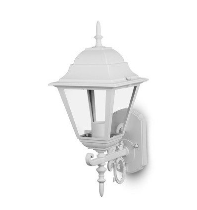 E27 vegglampe Large - Matt hvit, aluminium og glass, 44,5cm høy, uten lyskilde