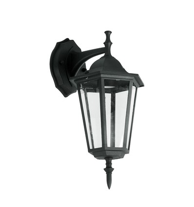E27 utendørs vegglampe - Sort, aluminium og glass, klassisk lanterne, uten lyskilde