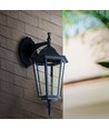 E27 utendørs vegglampe - Sort, aluminium og glass, klassisk lanterne, uten lyskilde
