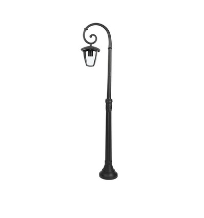 E27 hagelampe på stolpe - Sort, IP44 utendørs, aluminium, høyde: 136,5 cm, uten lyskilde
