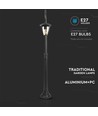 E27 hagelampe på stolpe - Sort, IP44 utendørs, aluminium, høyde: 136,5 cm, uten lyskilde