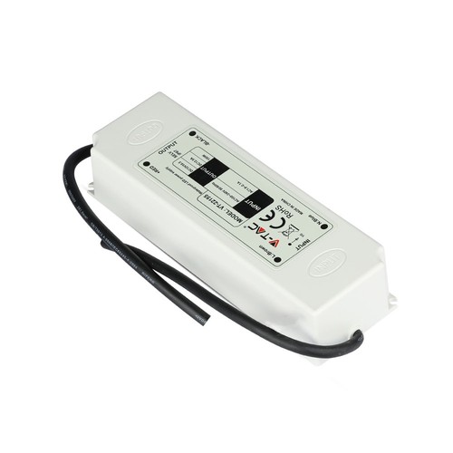 150W / 12V DC strømforsyning - 12.5A, IP67 vanntett, plast, 5 års garanti