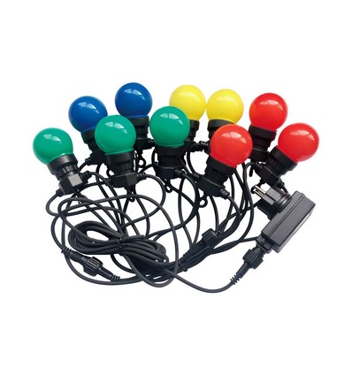 10M VT-71020 LED lyskjede 0,5W - 20 pærer, EU-plugg RGBY, 24V