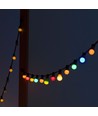 LED-lyskjede med 20 stk. fargede pærer - 0,5W pærer, 10 meter, inkl. lyskilde