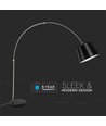 Sort LED gulvlampe med marmorfot - E27 fatning, max 60W, 192cm høy, moderne design