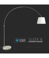 E27 gulvlampe med marmorfot, 192cm - Elfenben, metall, max 60W, uten lyskilde