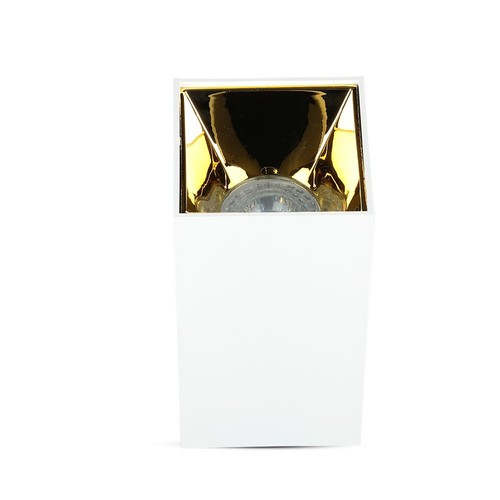 GU10 kvadratisk påbygd spot - Hvit/Gull, aluminium, 8x8cm
