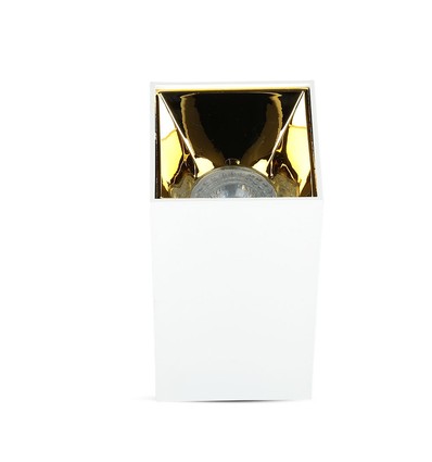 GU10 kvadratisk påbygd spot - Hvit/Gull, aluminium, 8x8cm
