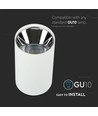 GU10 påbygningsspot - Rund, hvit og krom, aluminium, uten lyskilde